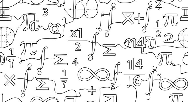 Abstract Math Formulas and Symbols Seamless Pattern Background
