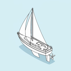 A simple line drawing of a sailboat. © Nora