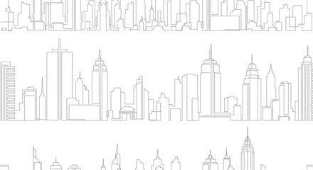 Obraz premium Modern City Skyline Outline - Minimalist Urban Landscape Vector Art