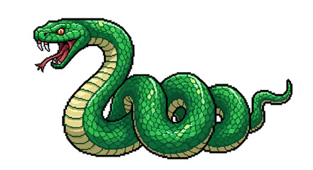 Fototapeta premium Vibrant Green Snake Coiled and Ready to Strike.