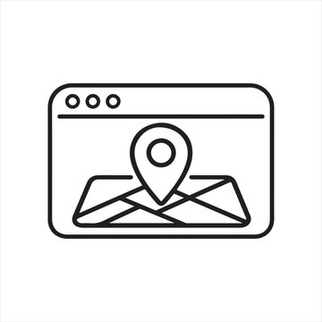 Online Map Navigation and Geolocation Web Browser Icon Illustration
