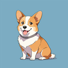 Charming corgi sits upright, cheerful cartoon with warm bright colors © Yuan