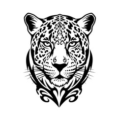 Fototapeta premium Stylized Tribal Leopard Face Tattoo Art