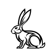 Obraz premium Stylized Rabbit Silhouette Vector Art - Black and White