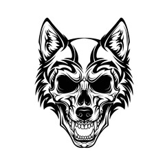 Obraz premium Tribal Wolf Skull Tattoo Design