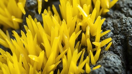 Fototapeta premium Close up of bright yellow sulfur crystals and minerals