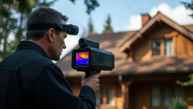 Thermal imaging specialist inspecting residential property for issues