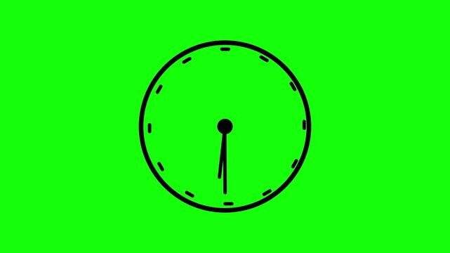 Simple black clock face with a single hand on a bright green background
