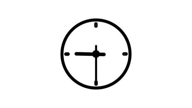 Simple black and white illustration of an analog clock showing ten past two