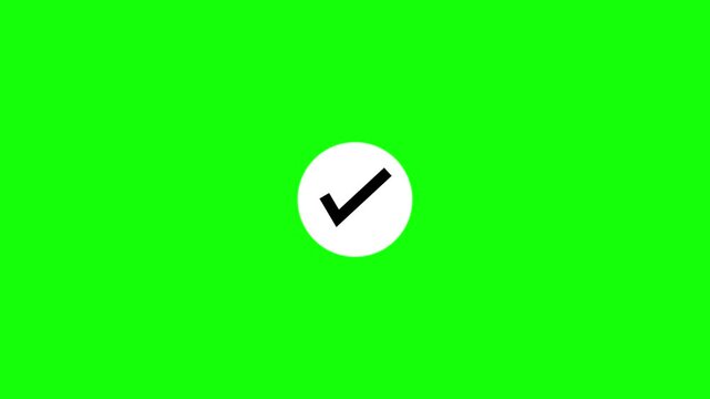 A bright white circle with a small dash on a vivid green background