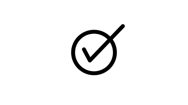 Simple black check mark icon inside a circular frame on white background