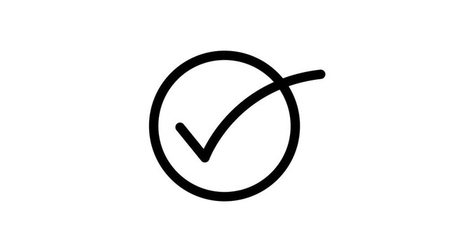 Simple black check mark icon within a circular shape on white