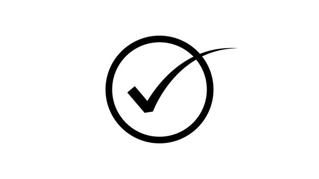 Simple black check mark inside a circle on a white background