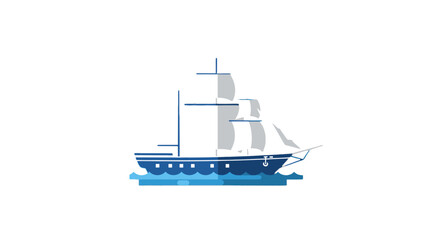 Sailing ship, blue sailing boat, vector sailboat, nautical icon © Lipi