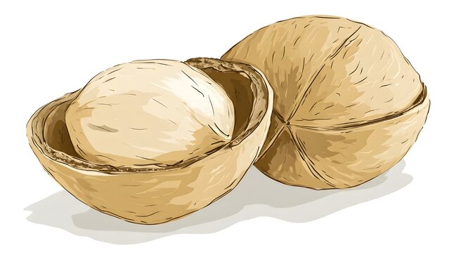 Two candlenuts isolated on a white background