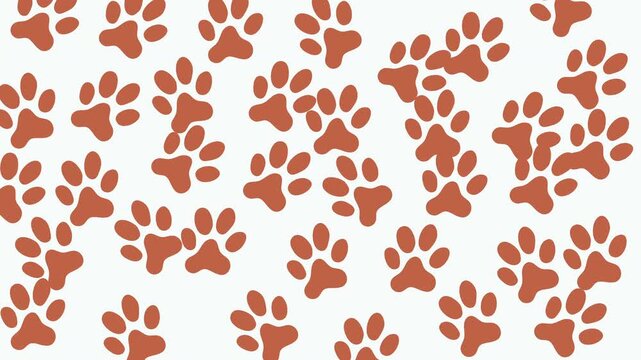 Animated Seamless Dog Paw Print Pattern on White Background Minimal Pet Texture