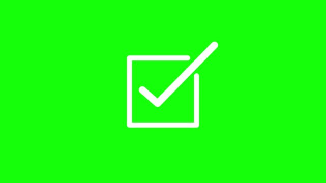 A bright green background features a simple white right angle bracket