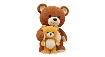 Obraz premium Two Teddy Bears, One Large Brown, One Small Orange