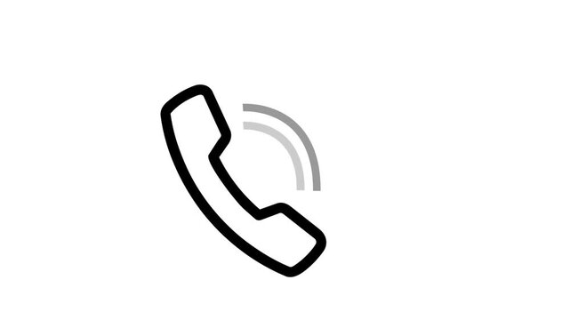 Simple black outline of a telephone handset with incoming call waves