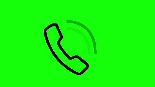 A black telephone handset outline with green sound waves on green