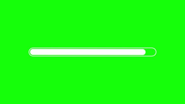 A white loading bar with a circular indicator on a green background