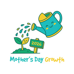 Fototapeta premium Cute Sprout Watering Can Celebrating Mothers Day Growth in 2026.