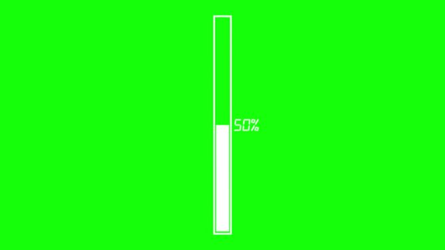 A vertical white loading bar on a vibrant green screen background