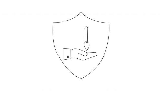 Hand Protection Shield Icon Animation - Safety  Security Concept.