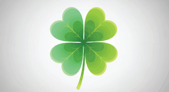 A vibrant green fourleaf clover on a subtle gradient background