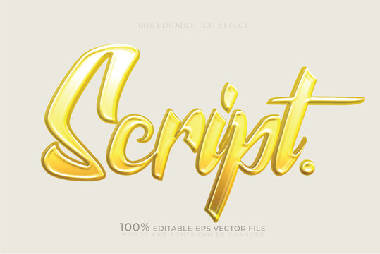 gold script editable text effect