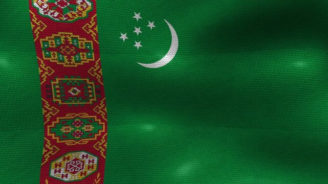 Turkmenistan Turkmen Flag Textured Background Waving