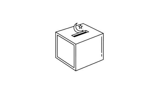 Celebrating Ramadan and Islamic traditions this holy month with a donation box shaped container featuring a crescent moon and star symbol for charitable giving and festive occasions ideal for