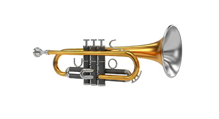 Obraz premium Golden Trumpet with Silver Bell and Valves