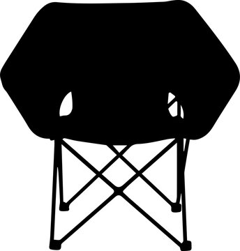 Black silhouette of a folding moon camping chair isolated on white background vector illustration