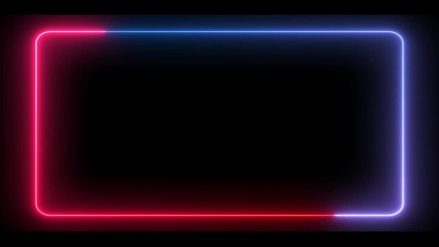 Neon Rounded Rectangle Frame Animation Red  Blue Glow Loop