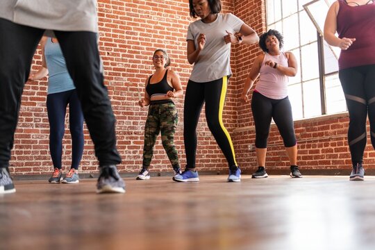 Group dance fitness class fun