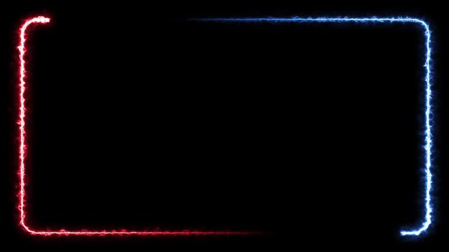 Red and Blue Electric Energy Rounded Rectangle Frame &ndash; Lightning Neon Abstract Motion Background Loop