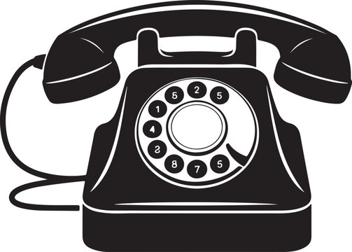 Retro rotary phone illustration with handset and circular dial pad for classic communication and nostalgic vintage technology.