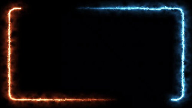 Orange and Blue Fire Rounded Rectangle Frame &ndash; Abstract Flame Animation Background Loop