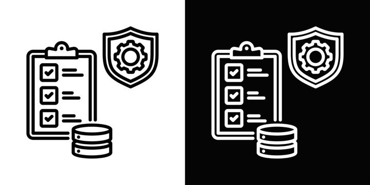 Data Governance Icon In Black And White Style