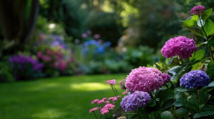 Obraz premium Vibrant Blossoms in a Lush Garden with Soft Natural Light