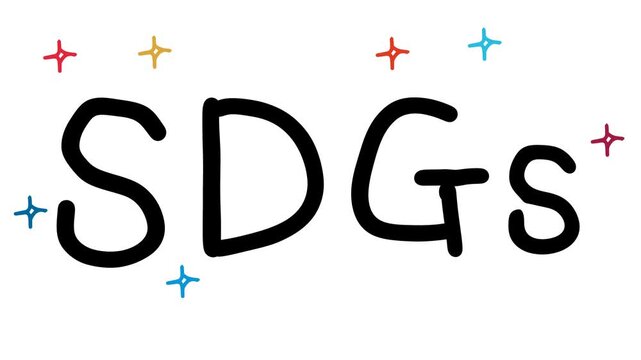 かわいい揺れるSDGsの文字と17色キラキラループアニメ