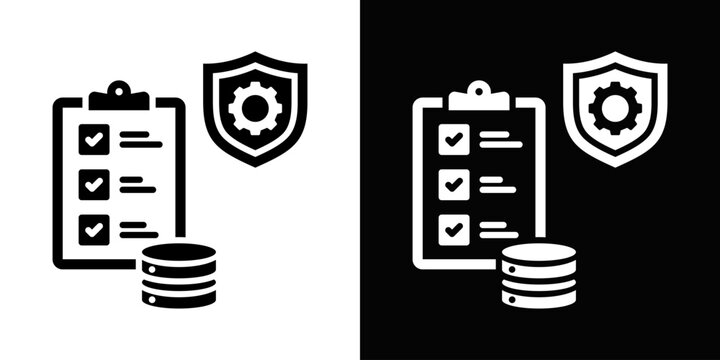 Data Governance Icon In Black And White Style