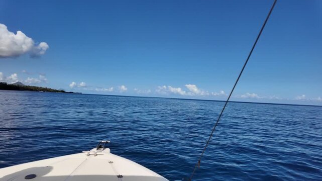 Boat Bow View on Deep Blue Ocean Mauritius 4K | Osmo Pocket 3