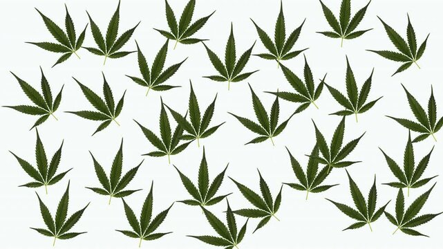 Animated Seamless Hemp Leaf Pattern Green Botanical Background