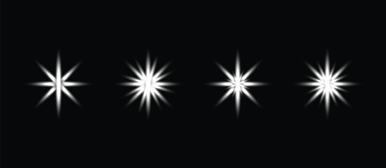 White star sparks shine with special light. Sparkling magic dust particles. Christmas abstract pattern glittering light effects, sparkling stars, white bokeh, and shiny glow on a black background.  © MST