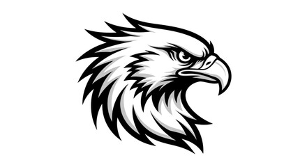 Obraz premium Eagle head illustration aggressive profile black and white isolated design
