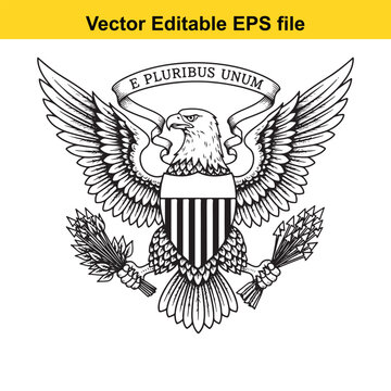 American Eagle Crest Emblem - E Pluribus Unum Symbol
