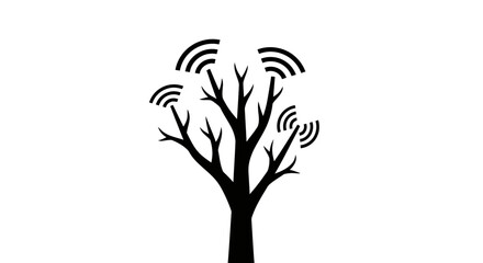 Fototapeta premium Black tree with wifi signals.