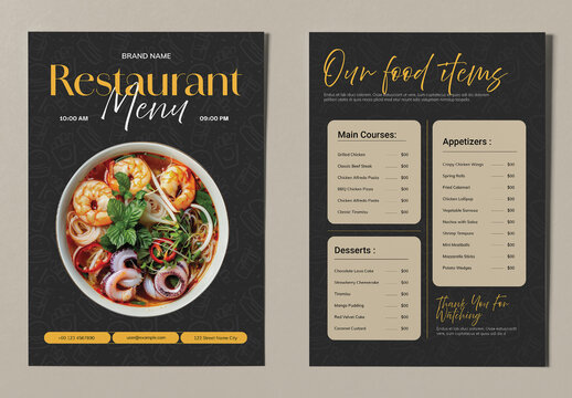 Food Menu Template Layout